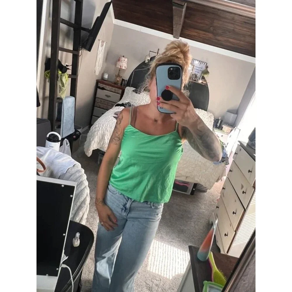 Express green satin tank small